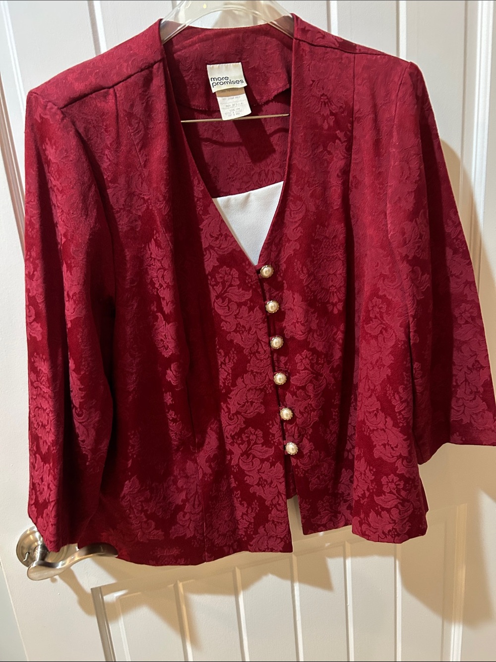 Promise Women's Red Jacquard Button-Front Jacket